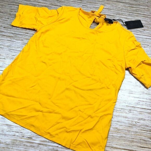 W-118 GIbson tie back detail blouse YELLOW size M new - Picture 1 of 2